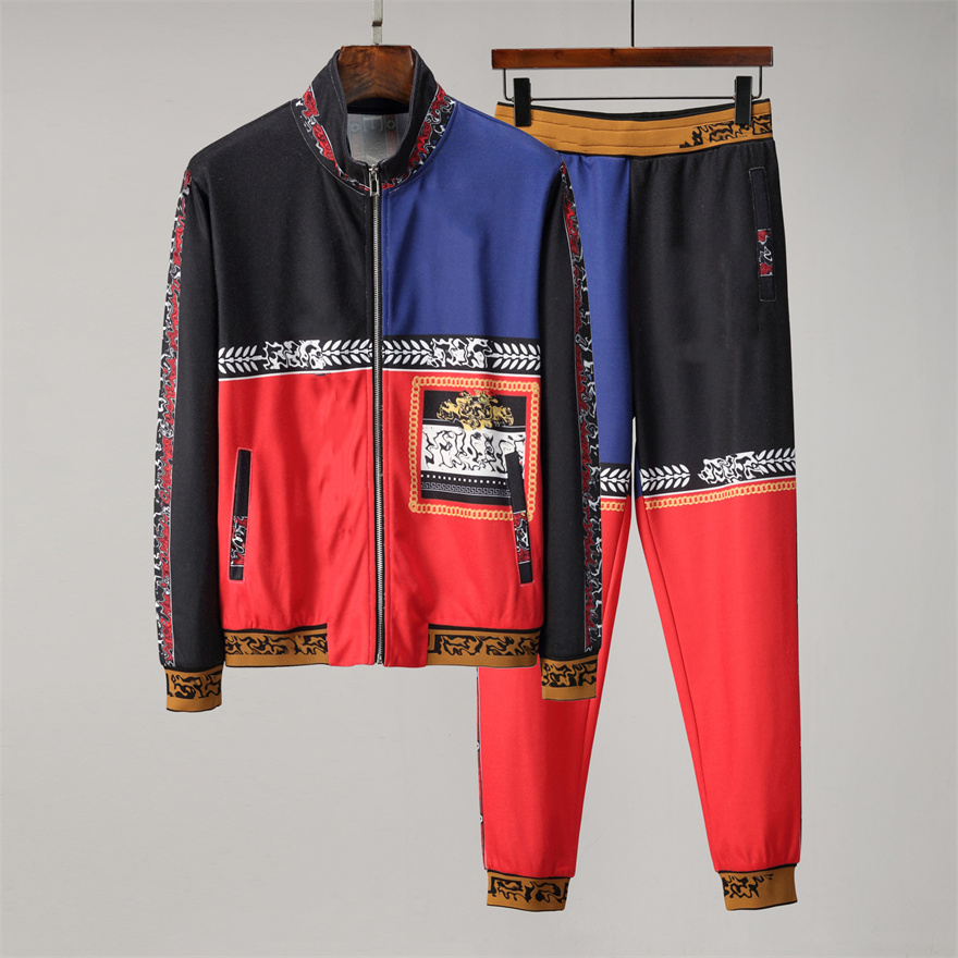 

Famous designer Classic color matching printing men's wear zipper jacket tracksuits sportswear and sweatshirts autumn winter jogging sports suit top quality pants