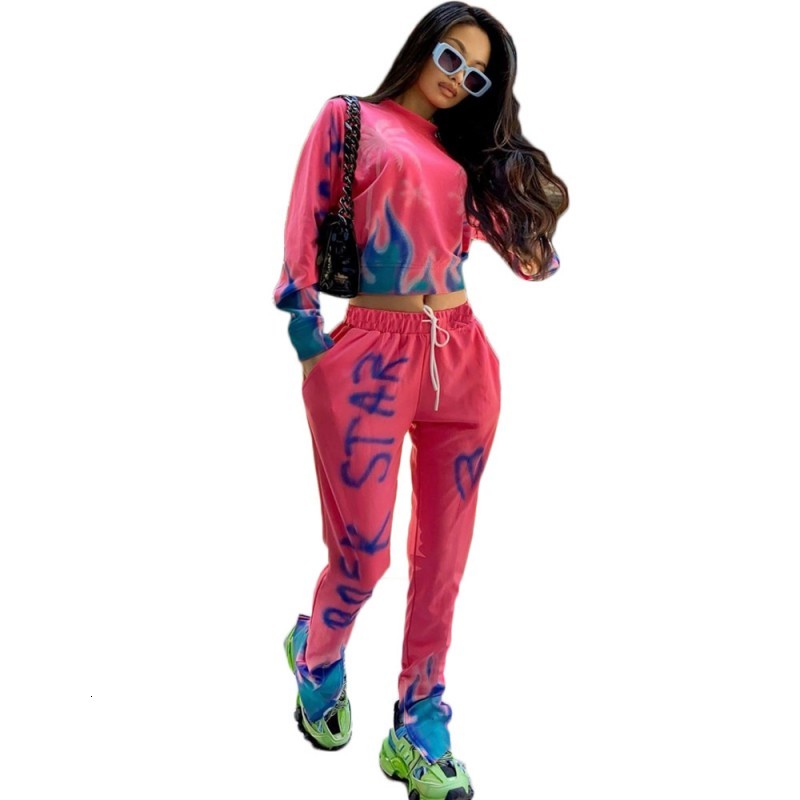 

2 set of two parts for women sweatpants harvest and suit pants new autumn letters print street style lounge sweatshirt joint dlxp, Gray