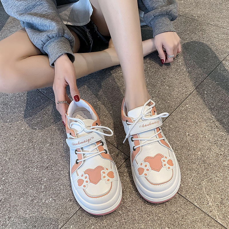 

Japanese Sports Women's Shoes Spring 2021 New Cute Student Lolita Sneakers Running Toe-round Lace to Cat's Flat Female Claw Efey