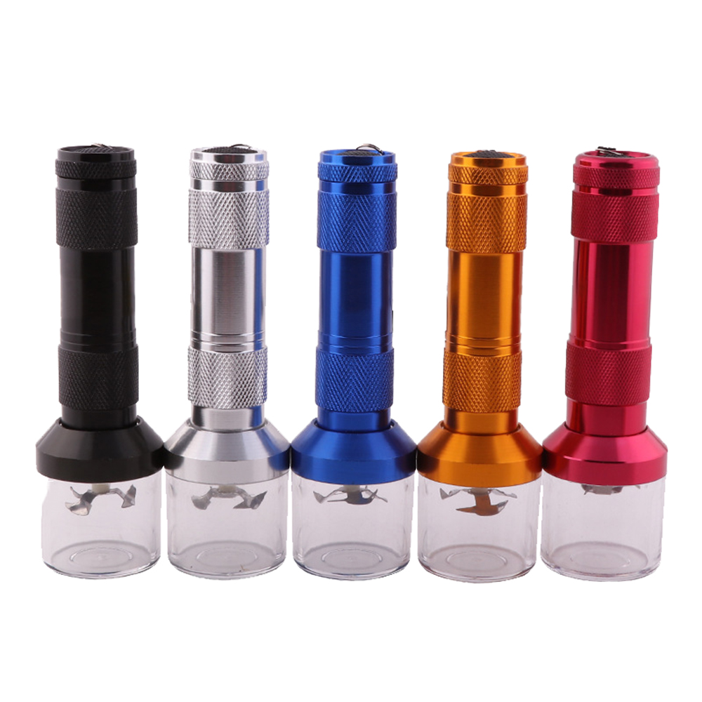 

Automatic Herb Grinder Flashlight Shape Smoking Accessories Aluminum Electric Quickly Spice Tobacco Grinders Crusher 5 Colors