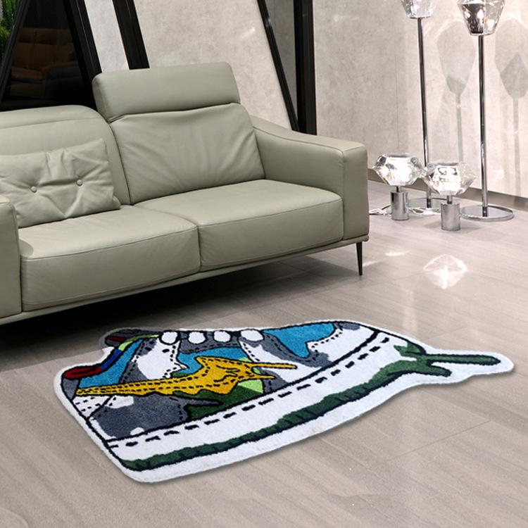 

Carpets Creative Special-Shaped Irregular Cartoon Carpet Shoes Shape Shaggy Plush Rugs Non-Slip Absorbent Soft Living Room Floor Mat