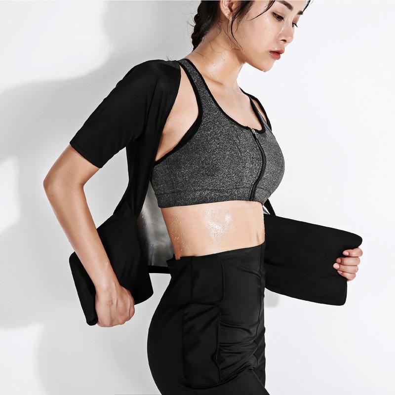 

Yoga Outfit Women Shapewear Thermo Shirt Sweat Sauna Tank Tops Body Shapers Slimming T-Shirt Lose Weight Fitness, Black