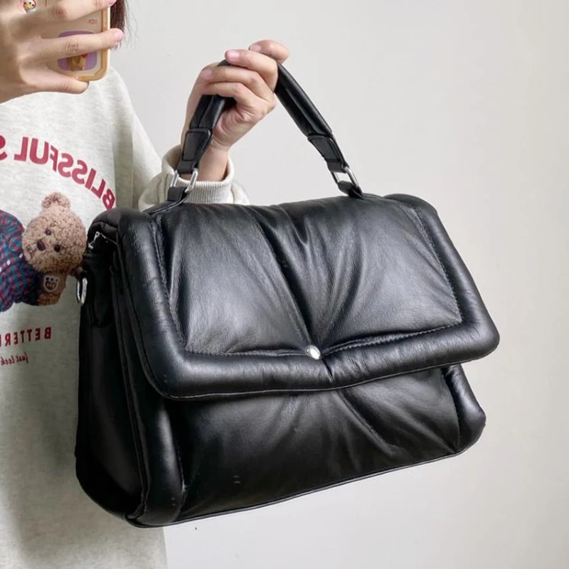 

padded women crossbody bags designer pillow shoulder bag luxury Pu space cotton messenger bag high quality Puffybag winter