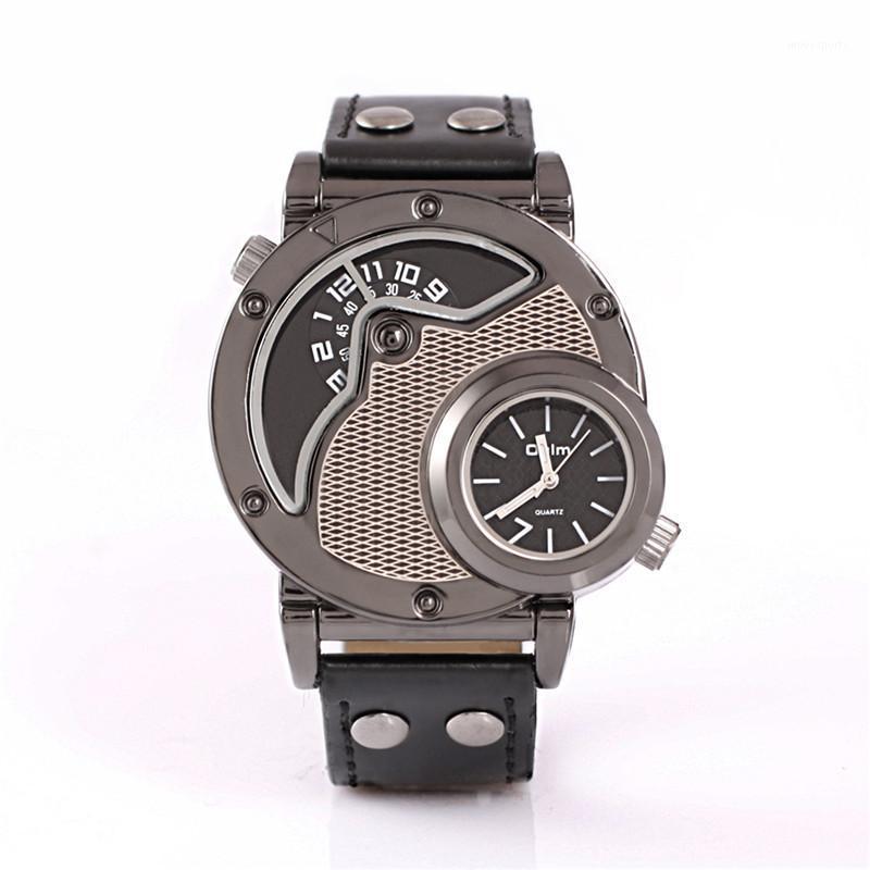 

Big Dial Brand OULM Luxury Leather Watch Sports Mens Vintage Montres De Marque Luxe Relojes Lujo Marcas Men Army Black Wristwatches, As picture