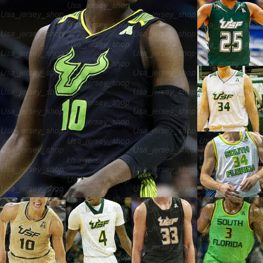 

Custom South Florida USF Basketball jerseys 0 David Collins 2 Ezacuras Dawson III 3 Laquincy Rideau 13 Justin Brown, White iii