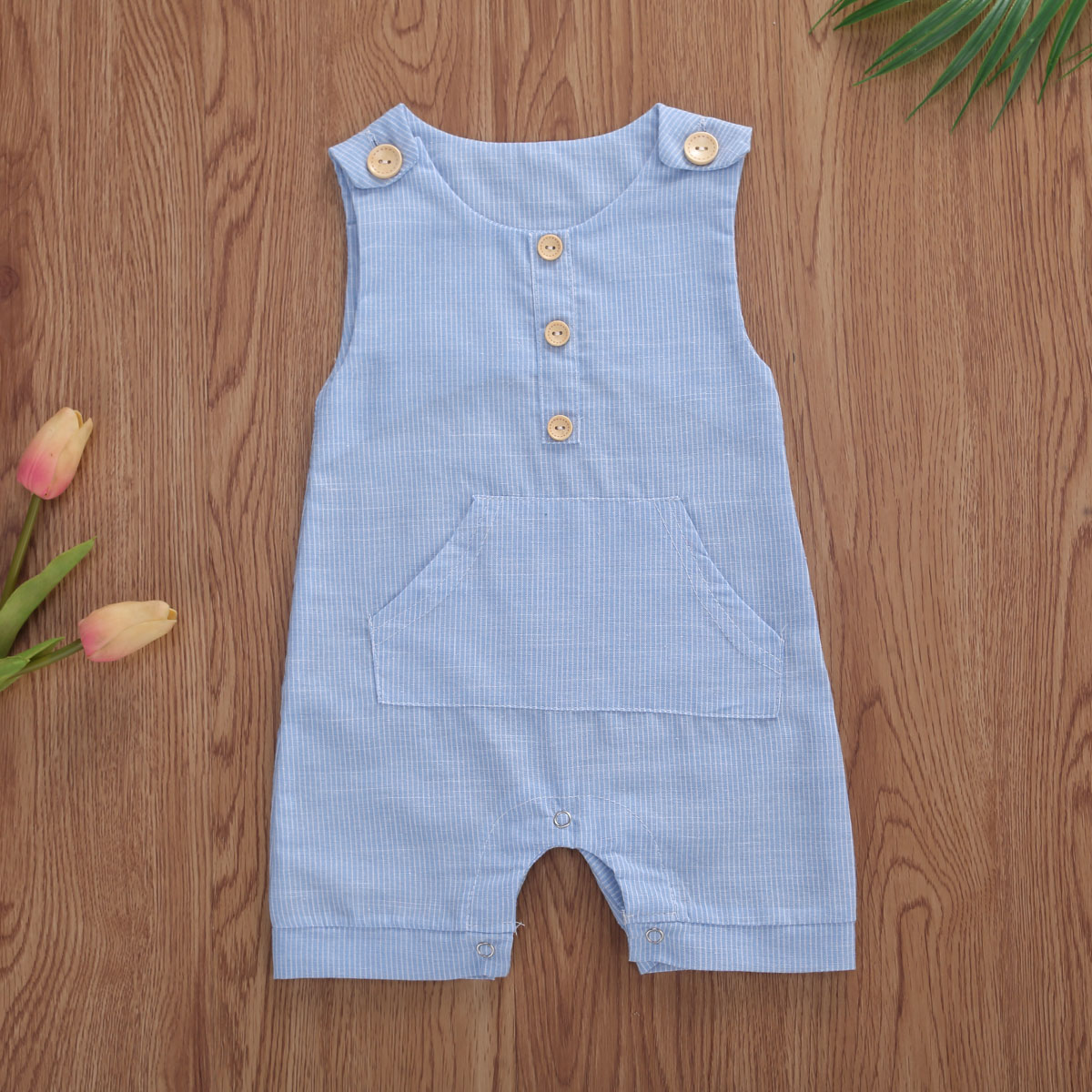 

Kids Summer Clothing  Baby Boys Buttons Striped Romper Fashion Boy Sleeveless Rompers Girl Cotton Linen Jumpsuit, Black