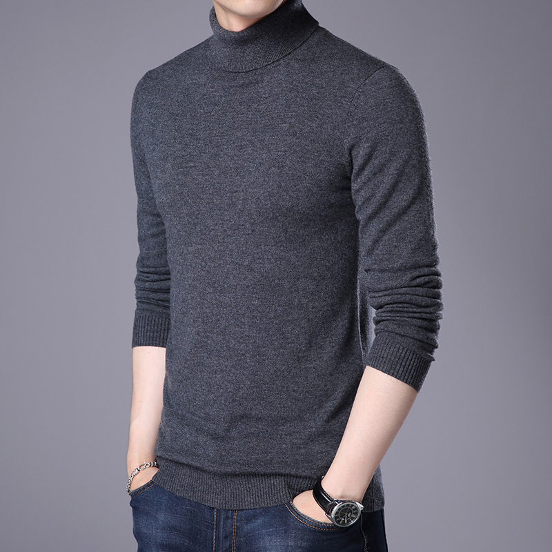 

2021 New Turtleneck Men Slim Knitwear Casual Pullovers Male Solid Color Turtelneck Sweater Fashion Mens Clothing J61q, Caramel colour