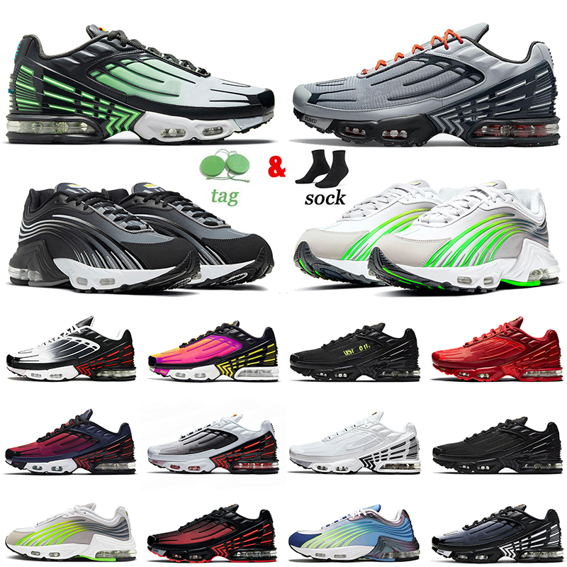 

Wholesale Men Women Running Shoes Plus TN 2 3 II III Tuned Crater Leather Triple White Deep Royal Blue Black Reflect Silver Red Pink Runner Trainers Sports Sneakers, B18 leath triple black 39-45