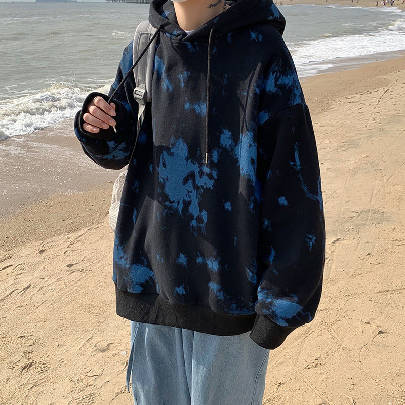 

2021 New Hip-hop Tie-dye Hoodies Men's Fashion Casual Hooded Sweatshirt Men Streetwear Pullover Hoodie Mens Hoody M-3xl 7qs2, Black
