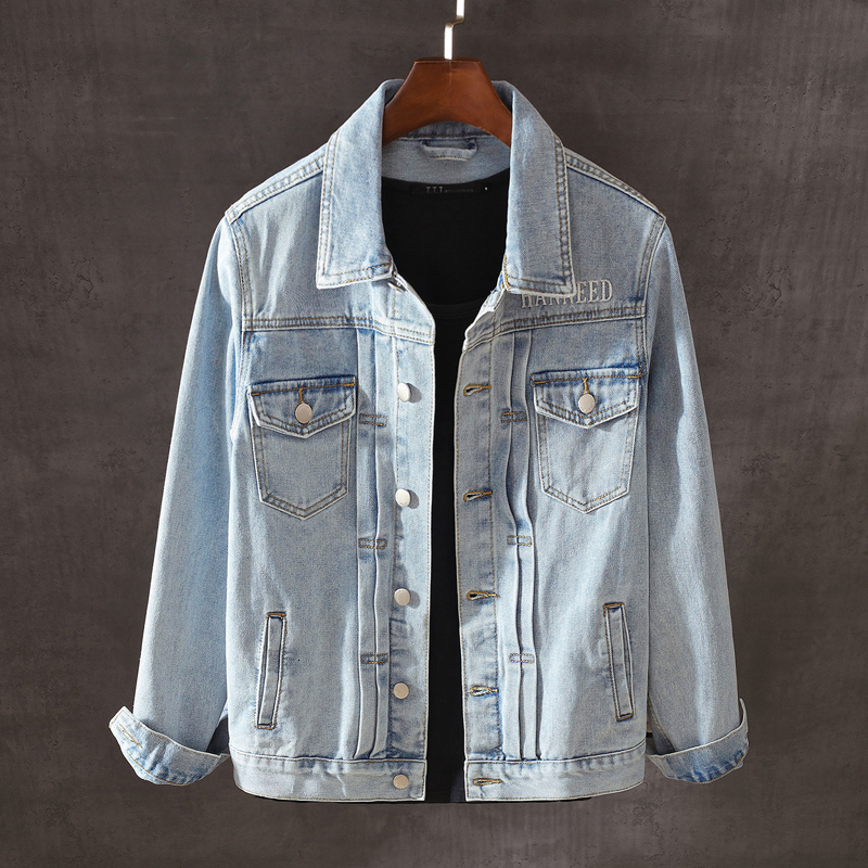 

2021 New Fashion Streetwear Jackets Light Blue High Quality Tiger Embroidery Designer Denim Jacket Men Punk Coats Hip Hop Chaqueta 1jan