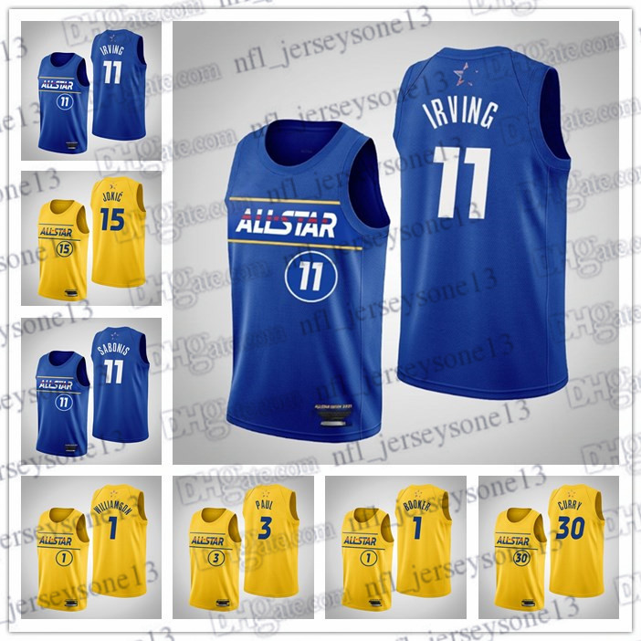 

Custom Mens women youth irving jokic sabonis williamson james blue harden gold ben 2021 all star eastern Basketball jersey