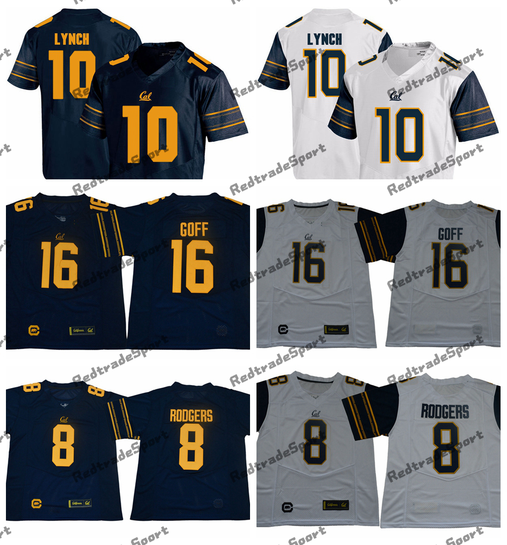 

NCAA California Golden Bears #16 Jared Goff College Football Jersey CAL Vintage 8 Aaron Rodgers 10 Marshawn Lynch Stitched Shirt, Blue 16