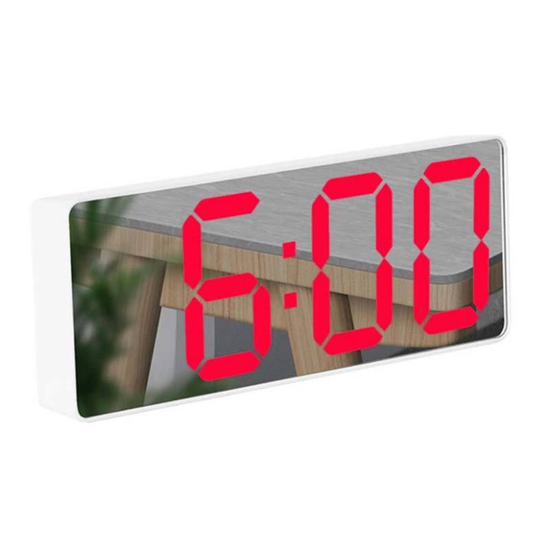 

2021 New Acrylic Mirror Led Voice Control Snooze Time Temperature Display Night Mode Digital Alarm Clock 0e74