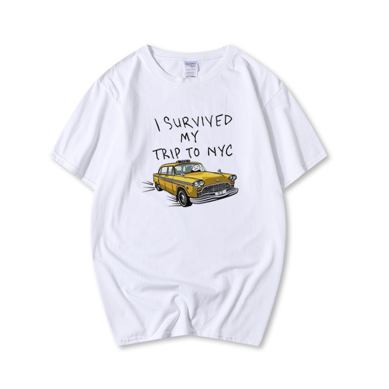 

TOPESKO Fashion Summer T-Shirts Tom Holland Tees I Survived My Trip To NYC Cotton Casual Funny T-shirts -3XL, White