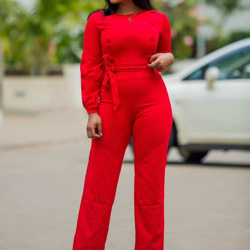 2021 New Women Long Sleeves Jumpsuits o Neck Button Up with Waist Belt Stretches Fashion Office Ladies Work Wear Classy Elegant Female 5e9l-image-662871486
