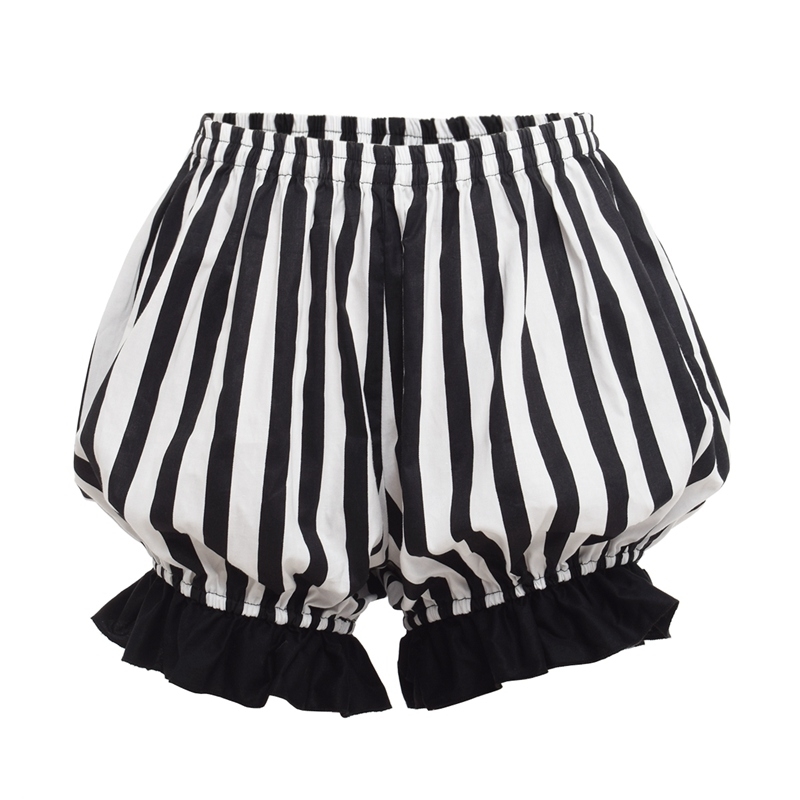 

Lolita Bloomers Women Vintage Cosplay Bottoming Pumpkin Shorts 210309, Black white