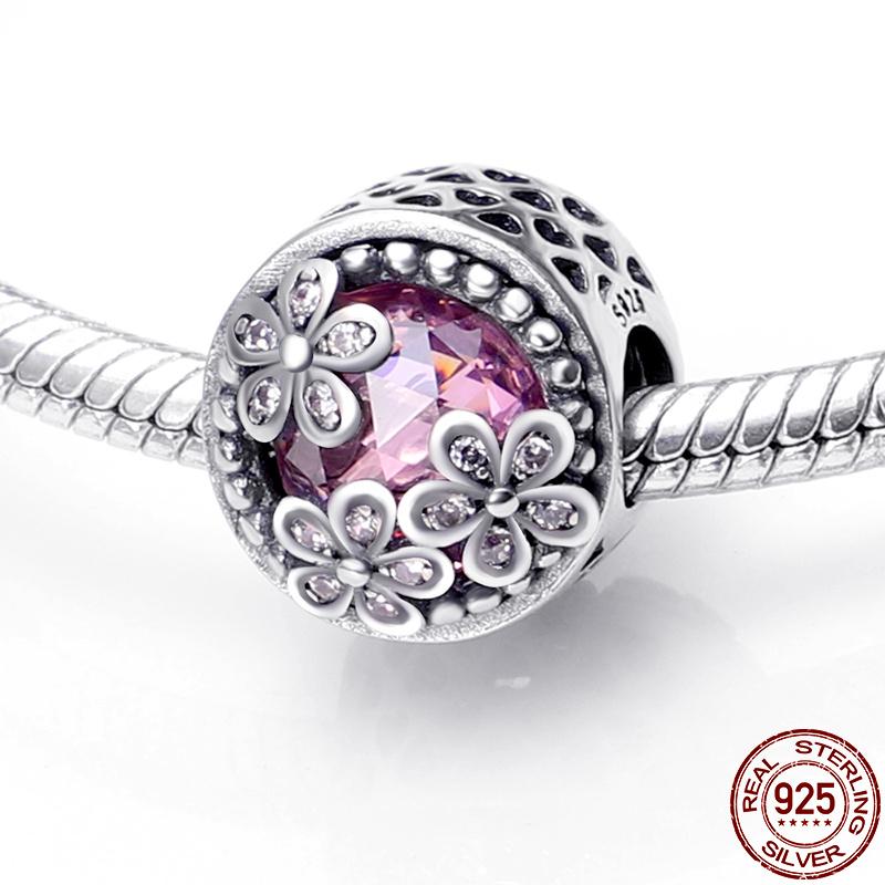 

Other 2021 Fit Bracelet Necklace Plum Blossom Stone Bead Plata De Ley Charm Lady DIY Jewelry Gift