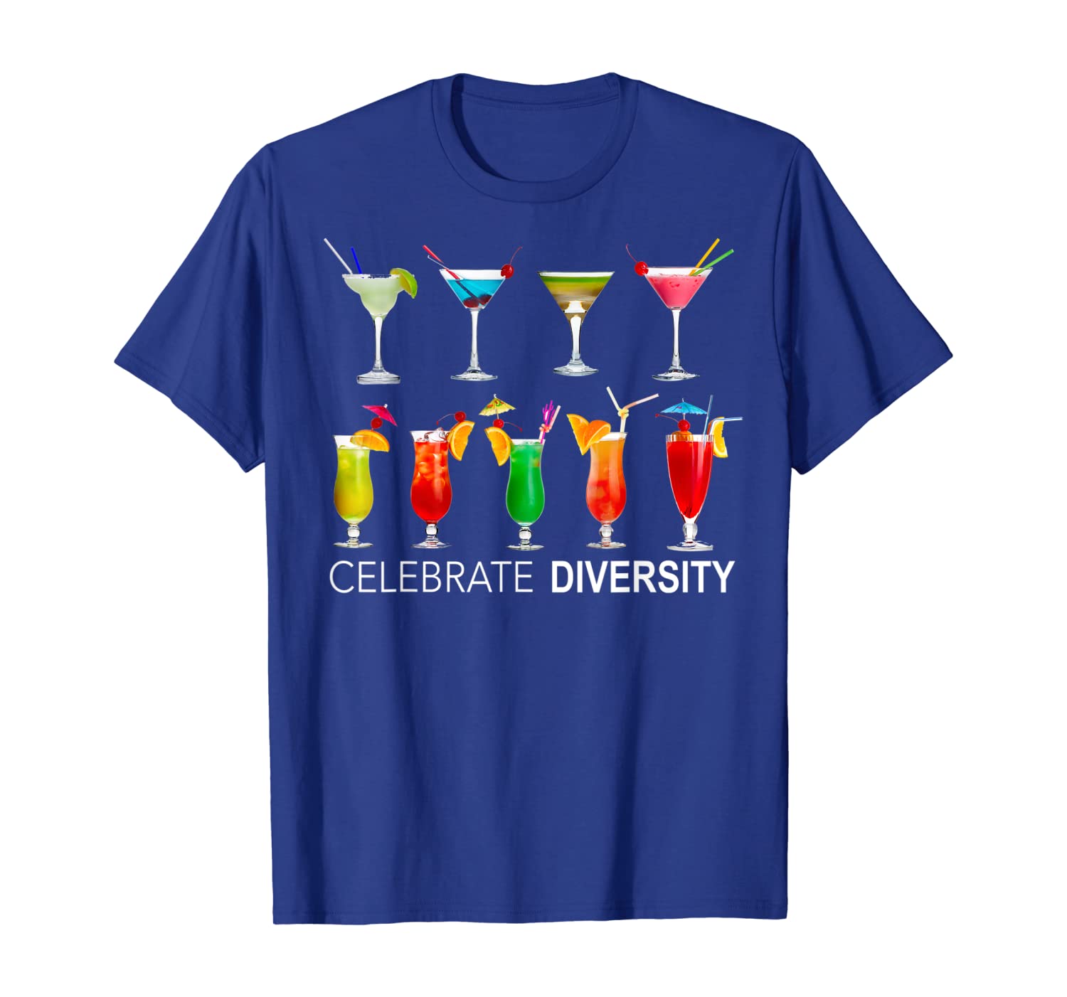 

Celebrate Diversity Cocktail Drinking T-Shirt Bartender Gift, White;black