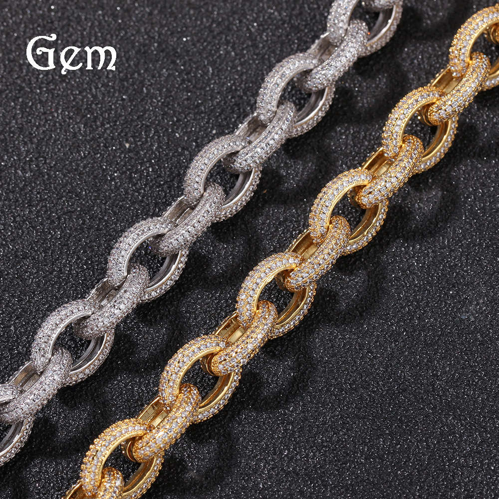 

Men's hip hop zircon cross chain O-chain Necklace rap hip hop fashion accessories at home and abroad