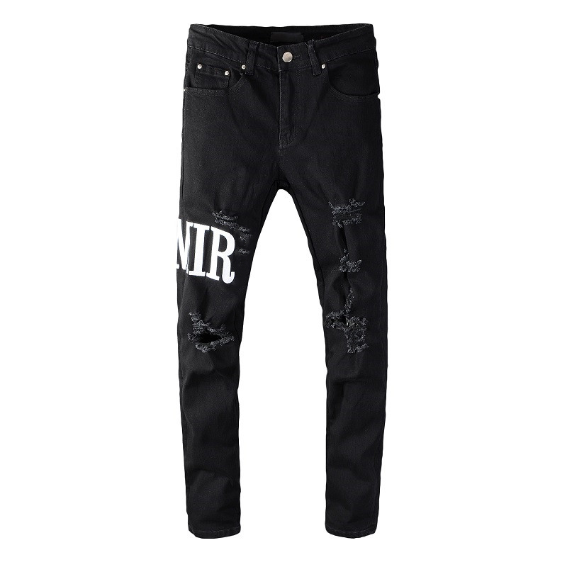 

Fashion High Quality Men Jeans Black Color Cool Casual Skinny Zipper Jean Summer Style Ripped Holes Hip Hop Patches Denim Pants, Gray #651