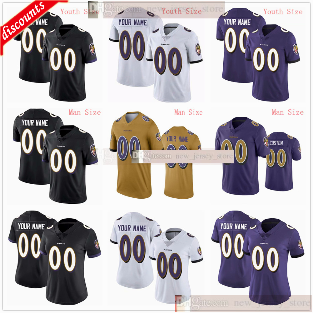 

Custom ManFootball Jerseys Mens Women Youth Kids Black White Purple Jersey Message any number name on the order, Black;yellow