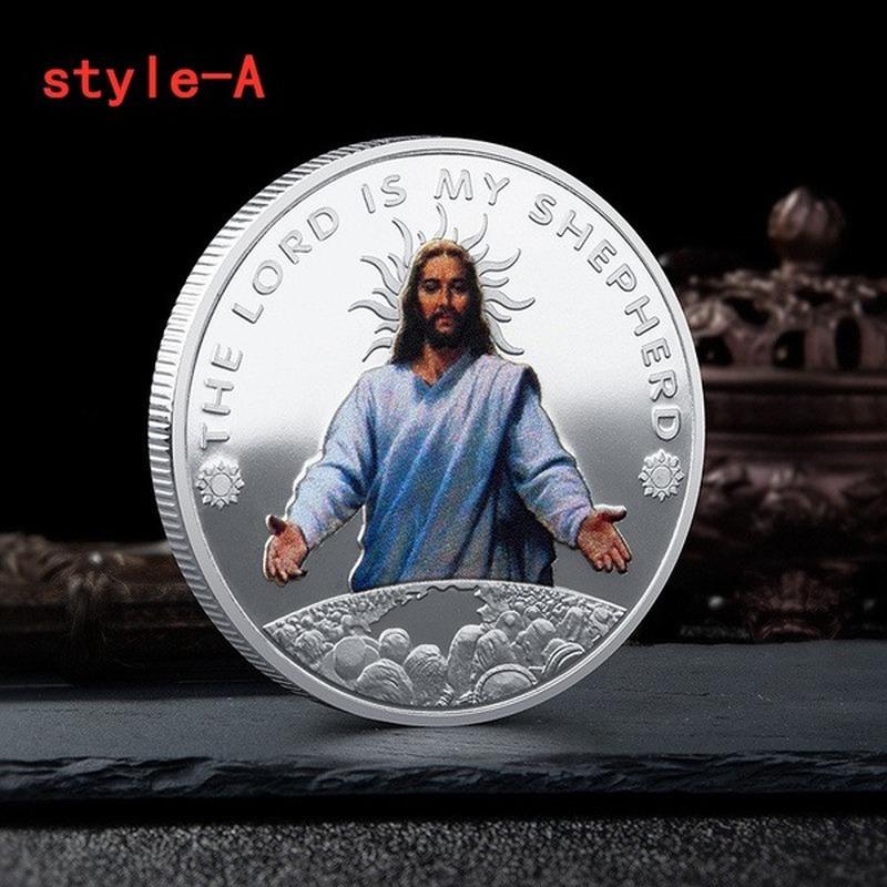 

Party Decoration Jesus Christ Metal Medallion Foreign Trade Gold Plated Silver Coin Religious Faith Souvenir Christmas Collection