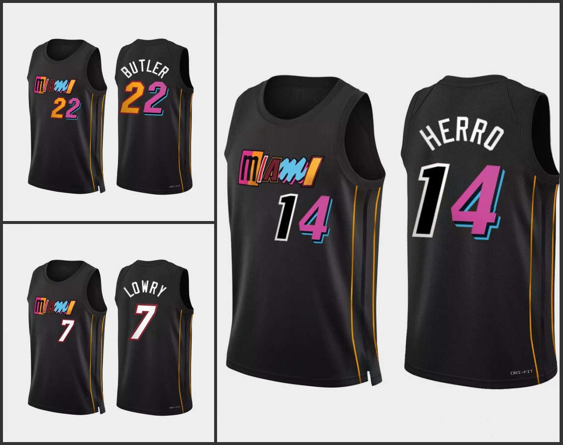 

Miami Heat's Men Jimmy Butler Tyler Herro Kyle Lowry 75th Anniversary Black Jersey