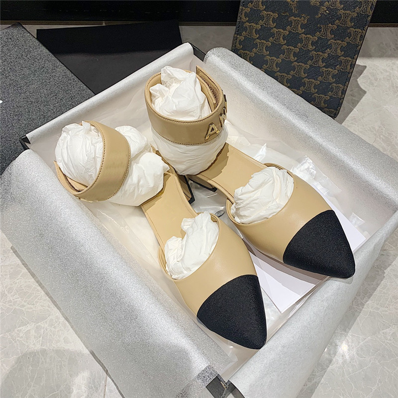 

Luxury Designer High Heels Dress Shoes Ladies Sexy Leather Roman Baotou Thick Heel Pointed Sandals Color Matching Slides Party Wedding Shoe, Make up the difference