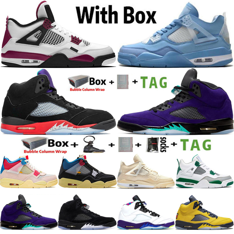 

2021 High Jumpman 4 4s Sail Paris White x Bred Mens Basketball Shoes 5 5s Alternate Grape What The Sneakers Trainers Size 40-47, 14