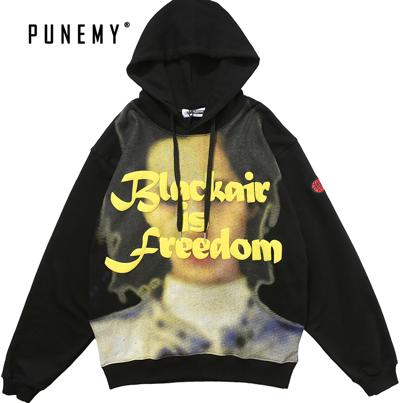 

2021 Men Sweatshirt Hip Hop Pattern Autumn New Streetwear Harajuku Hooded Oversize 100% Cotton Casual Mens Hoodies Yxu4, Black