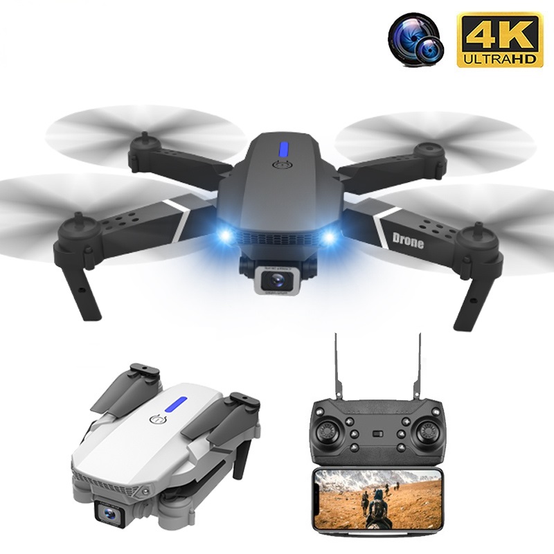 

E88 RC Drone With Wide Angle HD 4K 1080P Wifi Fpv Dual Camera Height Hold Foldable Quadcopter Dron Kid's Gift Toy, Black