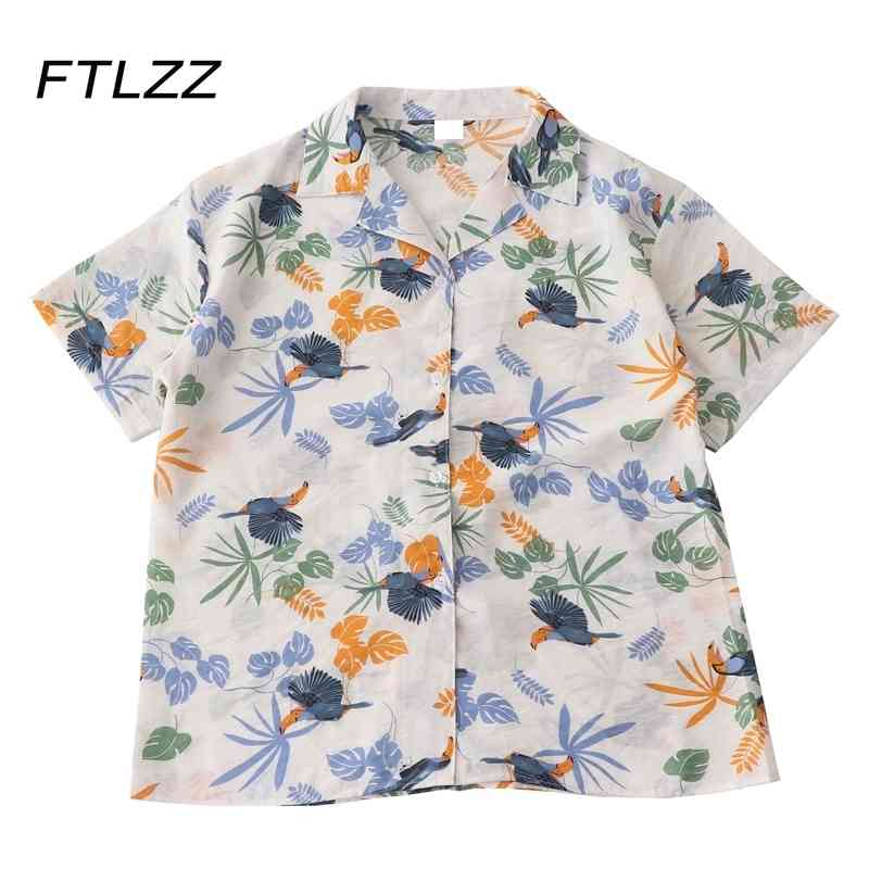 

Women Sweet Casual Blouse Summer Notched Collar Vintage Floral Shirts Woman Single-breasted Button Up Korean Tops 210602, Beige