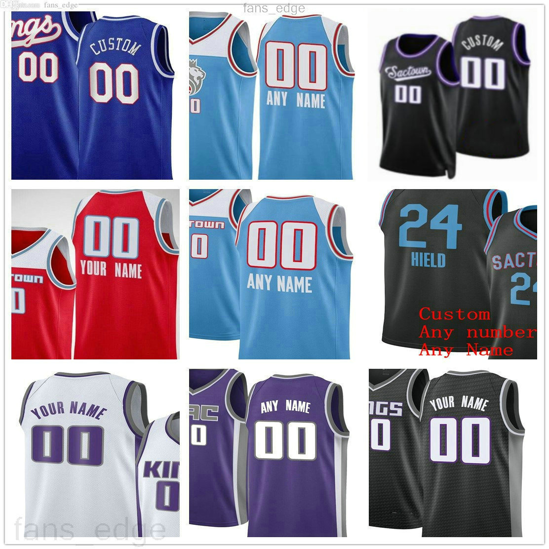 

2021 City 75th 2022 Edition Custom Printed Sacramento's Kings's 88 Neemias Queta DeAaron 5 Fox Tyrese 0 Haliburton Men's nba&, Black;red