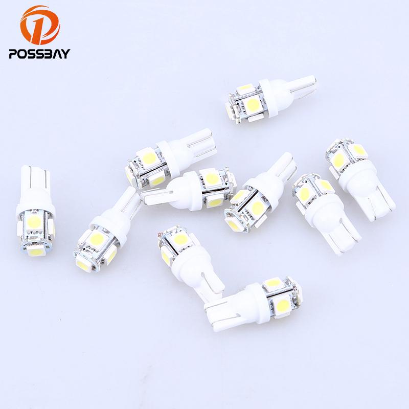 

Car Headlights POSSBAY 10 Pcs Signal Light 5SMD Dome Index LED Lamp Bulbs Wedge White DC12V W5W 2825 158 192 168 194