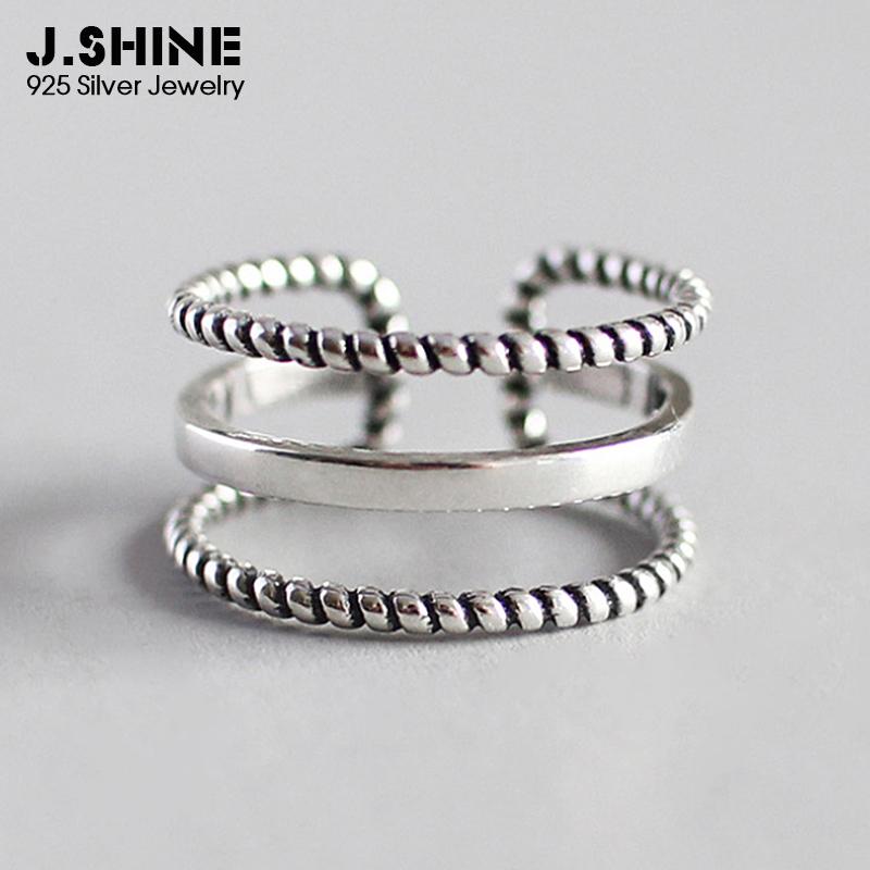 

Cluster Rings J.Shine Women's 925 Sterling Silver Opening Layered Twist Wide Korean Fashion Vintage Jewelry Engagement Ring, Golden;silver