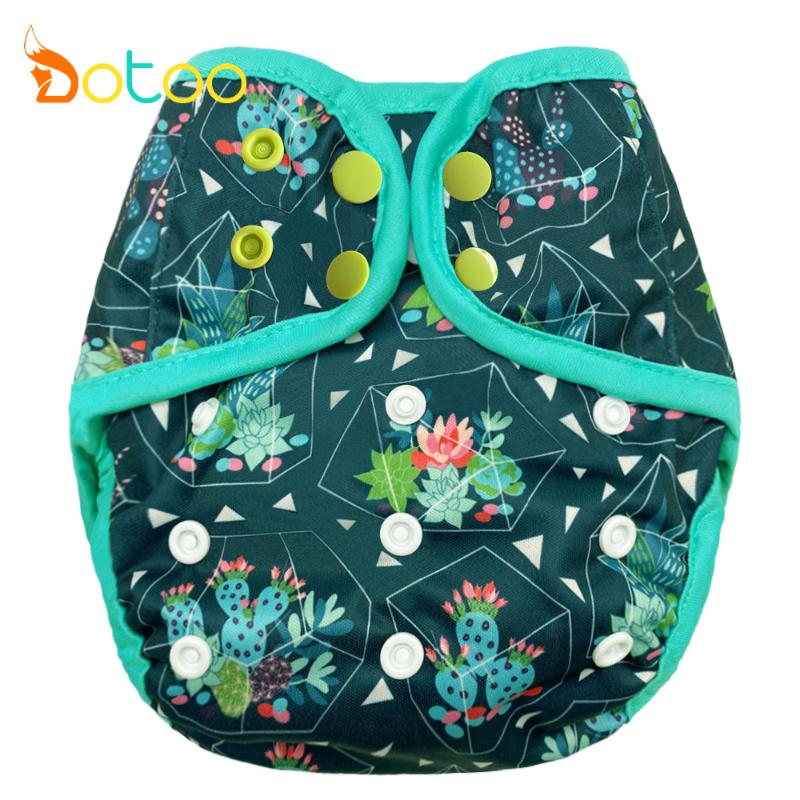

Cloth Diapers Dotoo Green Succulents Waterproof And Adjustable Cover Double Gusset Reusable Nappy For 3-15KGS Baby Diaper