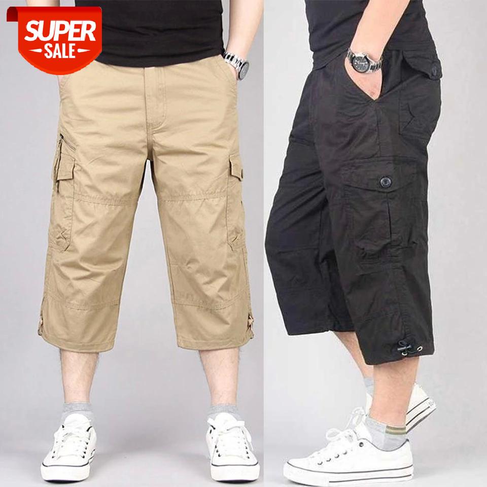

Men Pants Men's Wide leg Harem Pants Men Solid Color Breathable Pocket Loose Straight Capri Cropped Trousers 3XL #h56x, Black