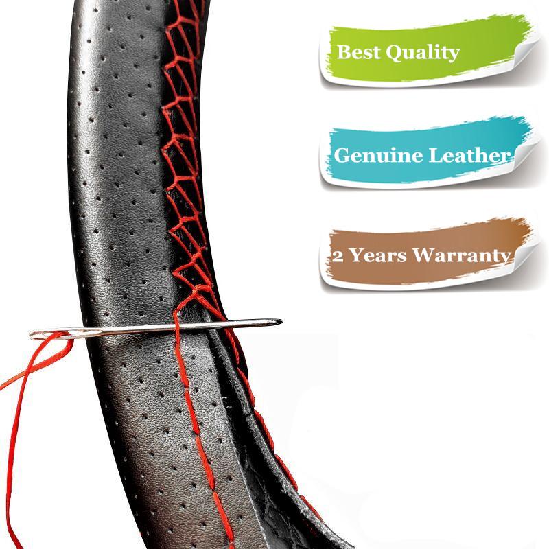 

Steering Wheel Covers DIY Genuine Leather Cover Uiversal 38cm SUV Car Wrap Braid On The Auto Accessories