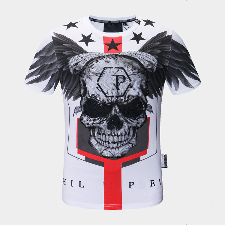 

Trendy brand high-quality P hot-selling diamond Taroke Philiplan new hot style men's round neck short-sleeved T-shirt #102, White;black