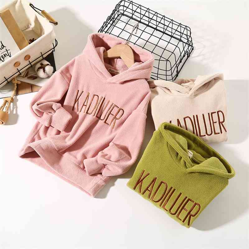 

2pcs post free 2021 autumn children's sports sweaters boys' fleece hooded top baby letter T-shirt