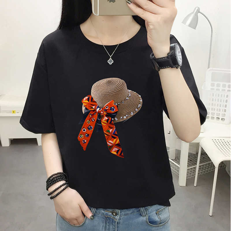 

Shintimes Cartoon Preppy Style T Shirt Women Cotton T-Shirt Plus Size Summer Womens Tops Clothes Short Sleeve Tshirt Femme 210615, White t shirt