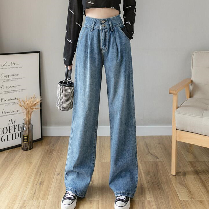 

New Woman Jeans High Waist Clothes Wide Leg Denim Clothing Blue Streetwear Vintage Quality 2021 Fashion Harajuku Straight Pants Yujw