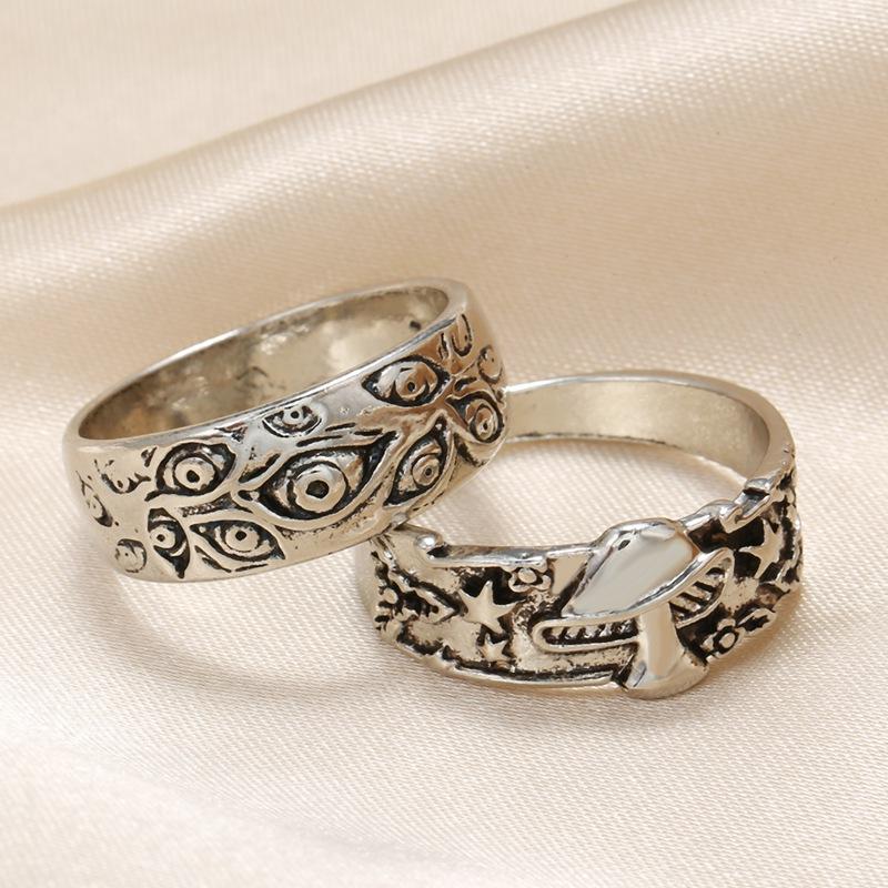 

Cluster Rings Vintage Ancient Silver Color Mushroom Ring For Men Retro Eye Hip Hop Punk Biker Classic Jewelry Gift Part WC011, Golden;silver