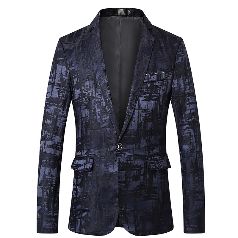 

2021 New Luxury Classic Men's Casual Print Blazer Autumn Spring Fashion Brand Loose Long Suit 86kj, Px b215-983 2