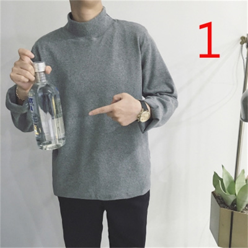 

2021 Long-sleeved T-shirt New Autumn Men's Bottoming Shirt White Cotton Men 5klz