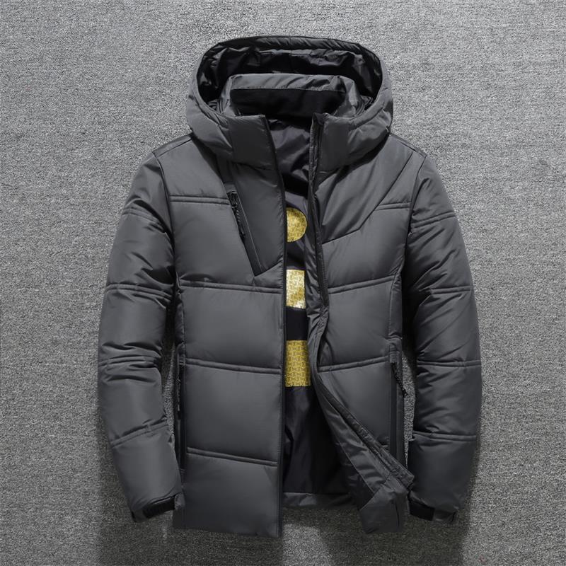 

2021 New Novo Inverno De Qualidade Marca Men Down Jacket Grosso Quente Cor Slida Capuz Casacos Moda Casual Para Baixo Jaquetas Masculinas 4, Black