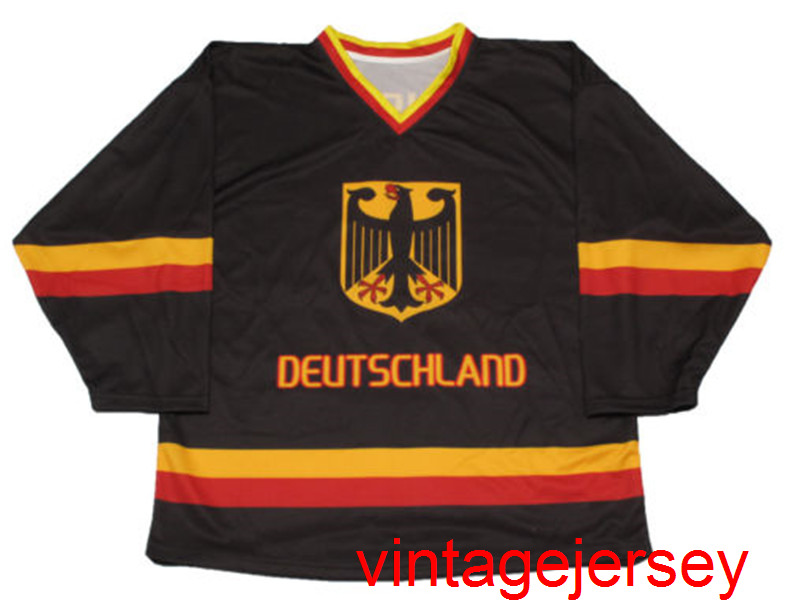 

29 Leon Draisaitl Team Germany Deutschland Hockey Jersey Embroidery Stitched Customize any number and name Jerseys, Black