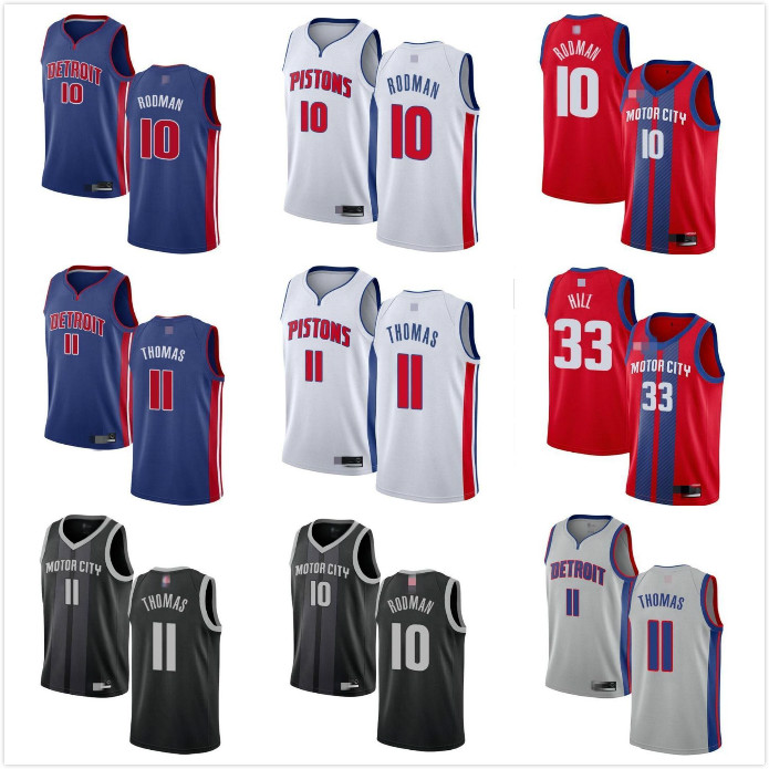 

Jersey Mens Womens Youth Isiah Thomas 10 Dennis Rodman 33 Grant Hill Blue white red custom Basketball Jerseys, As shown in illustration