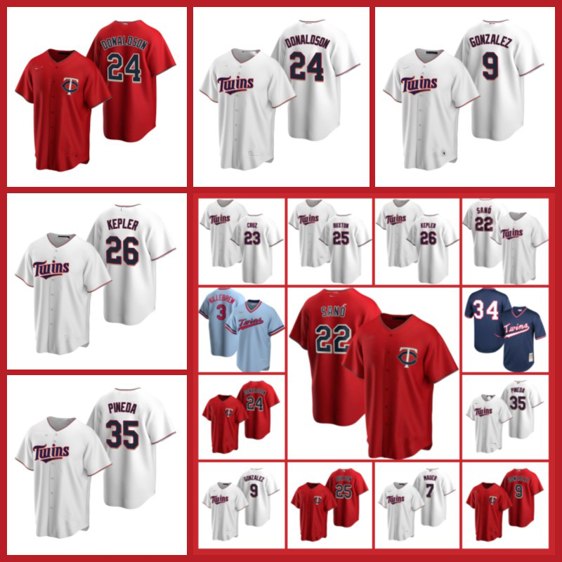 

Minnesota Men Twins Jerseys 22 Miguel Sano 25 Byron Buxton 11 Jorge Polanco 8 Mitch Garver 18 Kenta Maeda Men 21 Tyler Duffey Baseball as, Blue;black