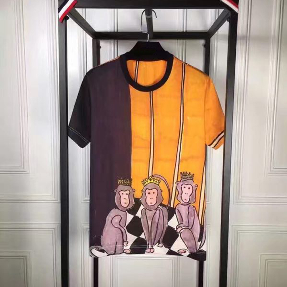 

2021 New Nova Moda Hit Color 3d Impresso T-camisa Roupas De Marca Simples Casual Curto t Camisa Masculina Qualidade Superior Estiramento Ajz, Yellow